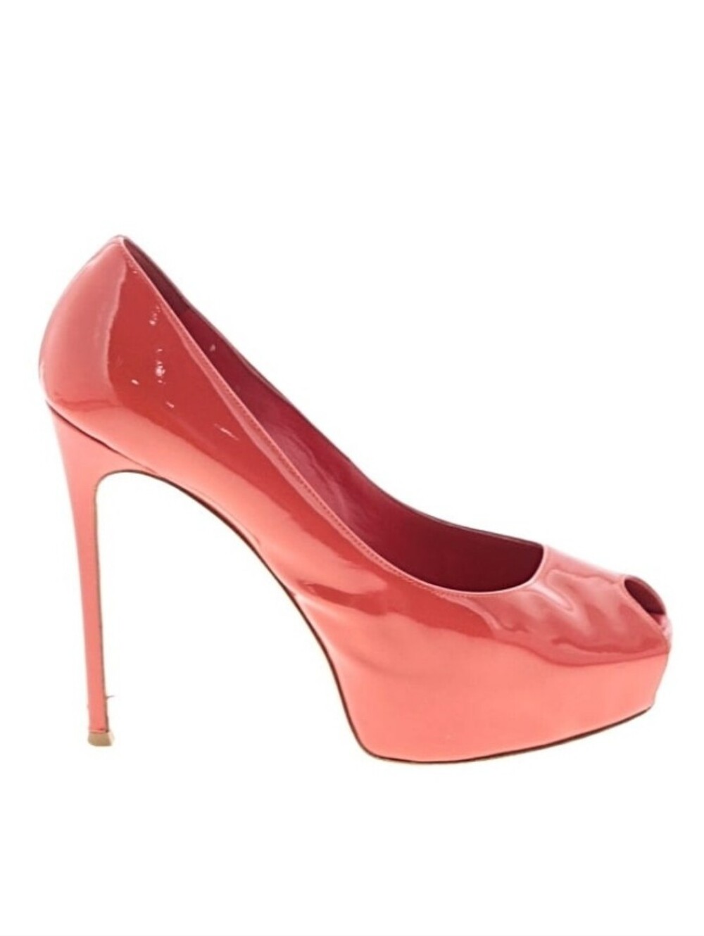 Gianvito Rossi Coral Patent Peep-Toe Stiletto Platform Pump (EUR 40)